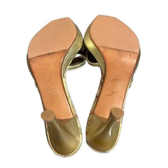 Womens Gold Floral High Heels Slides 6.5 B - Picture 4 of 6